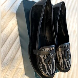 Hotter Black Zebra Flats